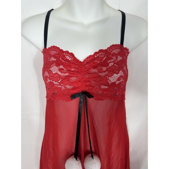 Avid Love Christmas Santa‎ Lingerie Babydoll Sheer Gown Lace Size XXL Mean Girls - Picture 2 of 10